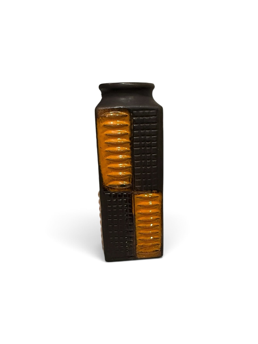 Mid‑Century Carstens West Germany Ceramic Vase – Brown & Orange, 12.5” - Picture 8 of 17